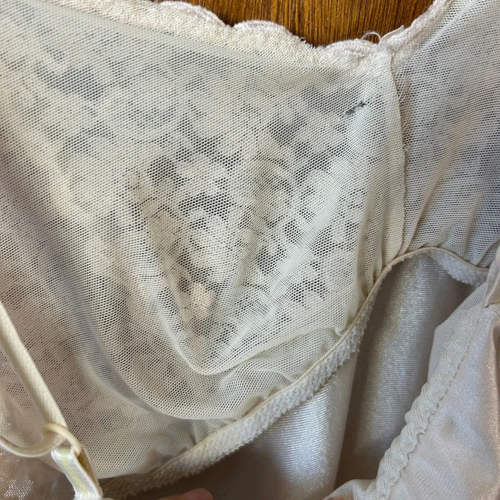 Vintage OLGA Lace Trim Slip Chemise Babydoll Nightgown‎ Lingerie Womens M